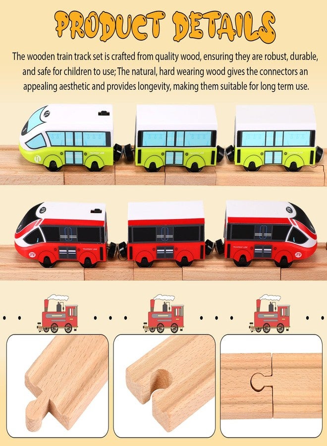 Liliful Pack of 8 Wood Train Track Expansion Packs Compatible with Most Train Tracks (2 Sizes,Mixed Straight) - Image 3